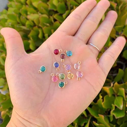 Adabele 5 sets Grade A Mixed Birthstone Charm 6mm Small Crystal Pendant Drop Bead 18K Yellow Gold Plated (60pcs) For DIY Craft Jewelry Making CCP23 - color: Gold, size: 6mm (0.24") - 60pcs