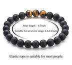 Hamoery Men Women 8mm Tiger Eye Stone Beads Bracelet Elastic Natural Stone Yoga Bracelet Bangle - color: A-2 Pcs Set 1-21003