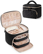 Jewelry Travel Case with 2 Clear Pouches, 2-Layer Jewelry Organizer Storage Bag for Necklaces, Earrings, Rings, Bracelets, Black(Empty Bag) - color: Black