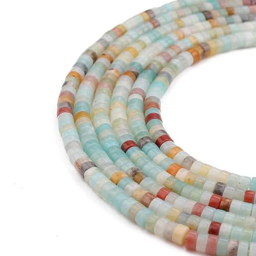152pcs 4x2mm Natural Amazonite Heishi Disc Rondelle Spacer Stone Semi Precious Gemstone Loose Beads for Jewelry Making 15 Inch - color: Amazonite, size: 4x2mm