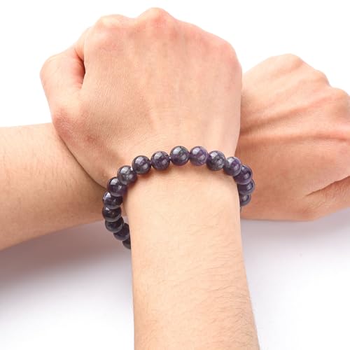 1Pcs Gemstone Bracelets, Amethyst Bracelets Ornament Adjustable Bracelets for Women DIY Necklace Bracelet Earring Jewelry Craft Making, about 5.2cm inner diameter, Bead: 8mm in diameter