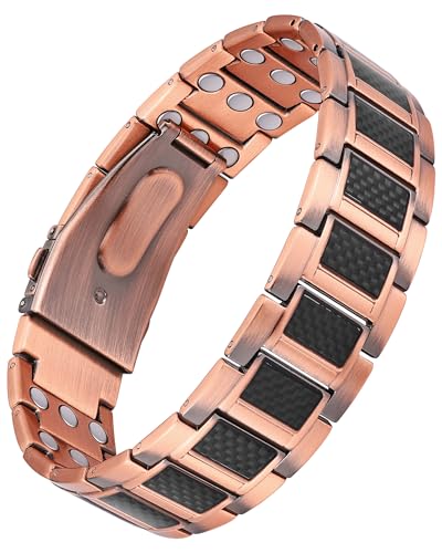 Jecanori Copper Magnetic Bracelet for Men, 3X Strength Pure Copper Bracelet for Men,Ideal Gift - style: The Forge