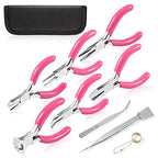 SPEEDWOX 3" Jewelry Pliers Set, 10 Pack Include Wire Cutters Bent Nose Pliers Round Nose Pliers Long Nose Pliers End Nipper Flat Nose Pliers, with Storage Pouch Tweezers with Shovel for DIY Craft - style: 3" Pliers Set