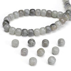 BEADIA Natural Spectrolite Flat Cut Round Drum Stone 8mmx7mm Loose Semi Gemstone Beads for Jewelry Making 38cm - color: Spectrolite