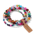 3 PCS Healing Crystal Bracelets for Women 8mm Natural Stone Beaded Stretch Bracelet Amethyst Jewelry Gifts - color: 4,6,8mm colorful agate