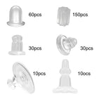 290pcs Silicon Earring Backs for Studs, Full Cover Earring Backs, 6 Styles Clear Hypoallergenic Rubber Earrings Safety Back Stopper Replacement Kit (Mixed Styles) - color: 6 Mixed Styles