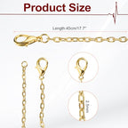 HARFINGTON 20 Pack 18 Inch Necklace Chains Bulk 2.5mm Gold Plated Cable Chains with Lobster Clasps for Jewelry Making - color: Gold, size: 18 Inch x 2.5mm