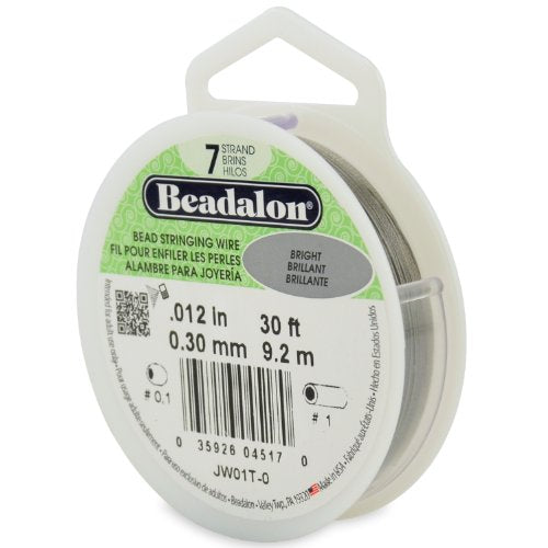 Beadalon 7 Strand Bundle 2, Jewelry Making Tool Kit, 7 Strand Stainless Steel Bead Stringing Wire (0.012" Dia., 30' L), Silver Plated Crimp Beads Size #0, Micro Crimp Tool