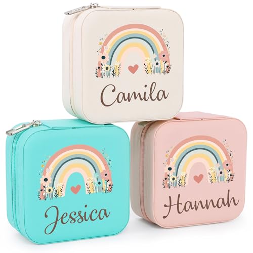 Ajiangwu Mothers Day Gifts for Mom,Custom Travel Jewelry Case for Kids,Personalized Small Jewelry Box Mini Teen Girl Gifts Trendy Stuff Jewelry Organizer for Rings, Necklaces, Bracelets - color: Design 6