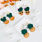 Xaekicr Halloween Cactus Polymer Clay Cutters – 6Pcs Skull Plant Clay Earring Cutters for DIY Halloween Jewelry – Cute Clay Tools for Polymer Clay Crafts - color: T color