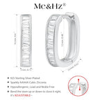 Me&Hz Gold Huggie Earrings Small Huggie Hoop Earrings for Women 14K Gold Plated Hypoallergenic Cubic Zirconia Huggies Mini Silver Hoop Earring for Women - color: Square - CZ, Silver