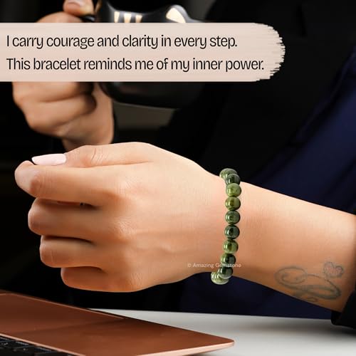 Amazing Gemstone Chrome Diopside Bracelet, Gifts For Men & Women - Protection Healing Crystal Bracelet - 8mm Gemstone Beaded Adjustable Bracelet, Pulseras Para Hombres Mujer Stocking Stuffers - color: Chrome Diopside