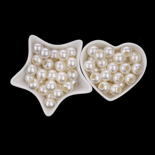 FM FM42 500g/450pcs 14mm Pearls with 6mm Big Hole Ivory Simulated Pearl Beads for Crafts - color: 14mm Pearls with 6mm Hole, 500g/450pcs