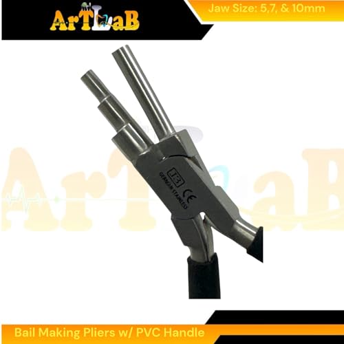 Bail Making Pliers with PVC Grip Handle | for Making S-Hooks, Ear Loops, Jump Loops, Bail, and More - German Stainless Steel ((J3) 5,7,10mm Loops) - size: (J3) 5,7,10mm Loops
