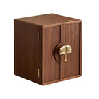 CHOSIN Black Walnut Wooden Jewelry Box 5 Layer Large Wood Jewelry Organizer Brass Handle for Necklaces Rings Earrings Watches Storage Monther Mothers Day Gifts for Mom (7.9x8.7x10.0inches) - style: Ginkgo Leaf - Shaped Handle