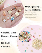 JIALEEY 160Pcs Charms for Jewelry Making, Wholesale Bulk Lots Assorted Gold-Plated Enamel Charms for Necklace Bracelet Earring Jewelry Making and Crafting