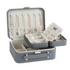 Travel Jewelry Case Large, Jewelry Box Large Jewelry Travel Organizer Jewelry Case with Handle, Best Gift for women Girls, Grey - color: A Modern Grey