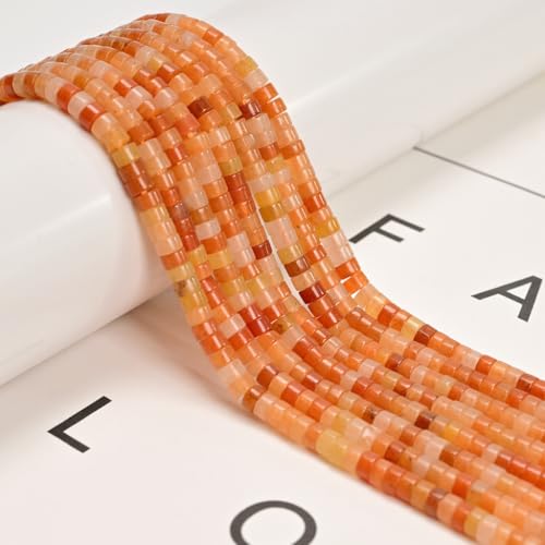 165 Pcs 2x4mm Natural Red Orange Aventurine Crystal Bead Heishi Disc Beads for Bracelets Jewelry Making Crafts - color: Red Orange Aventurine, size: 2x4mm