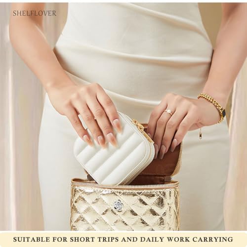 Small Jewelry Box, Easy Carried Travel Jewelry Organizer PU Leather Mini Holder Box Storage Case Portable, Necklace, Earring, Rings, Bracelets, Pure White - color: Pure White