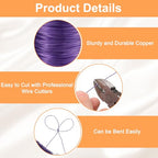 HARFINGTON Wire 203ft Length 24 Gauge Copper Craft Jewelry Wrapping Wire Tarnish Resistant Beading for Jewelry Making Supplies Crafting, Purple - color: Purple