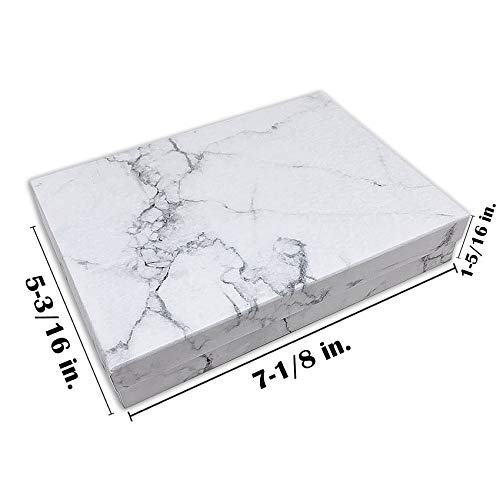 TheDisplayGuys - 25-Pack #75 Cotton Filled Cardboard Paper Jewelry Boxes Gift Case - Marble White (7.1" x 5.2" x 1.3") - for Shipping or Storage - size: 1 Count (Pack of 25), style: 7.1" x 5.2" x 1.3" (#75)
