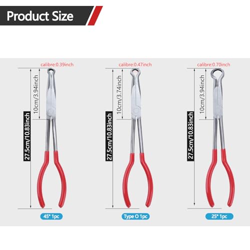 3 Pieces 11'' Long Nose Pliers Set, Cricle Plier O-shape Tip Craft Repairing Tool(0.2/0.5/0.7in) - size: 3 Pcs Cricle Plier-Red