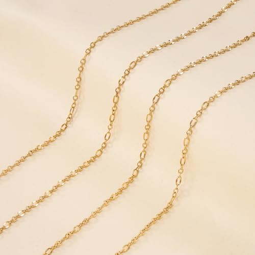 Jabogrii 16.4 Feet Gold Oval Lip Chain for Jewelry Making Stainless Steel Cable Chain Bulk Roll Craft Jewelry Making - color: Lip Gold