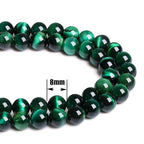 QINJIEJIE 60PCS Green Tiger Eye Beads 8mm Stone Beads Round Loose Gemstone Bead for Bracelet Beading Crystal Jewelry Making DIY Necklace Earrings 0.32" - color: Green Tiger's Eye, size: 60PCS