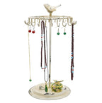 Rustic White Bird Rotating Necklace Holder Bracelet Stand/Jewelry Organizer/Jewelry Tree - color: Rustic White
