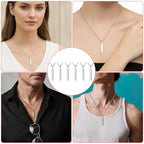 18 Pcs Stainless Steel Rectangle Pendant Necklace Engravable Stainless Steel Rectangular Pendants Stamping Blank Bar Pendant for Birthday and Christmas Gifts