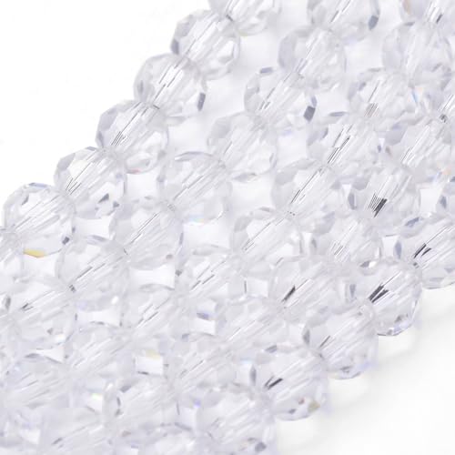 Perlin Czech Bohemian Crystal Glass Beads Faceted Round 4mm 90 Pieces Loose Spacer 1 Strand Beads for DIY Jewelry Earrings Necklace Bracelet Making (Crystal Clear) - color: Crystal-clear