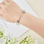 PH PandaHall 10pcs Stainless Steel Wire Bracelet Adjustable Bangle Bracelet Blank Cuff Bracelet with Removable Ball Bead Expandable Blank Bangle Bracelets for Jewelry Making, 2.5 inch - Platinum