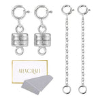 925 Sterling Silver Magnetic Jewelry Clasps Magnetic Necklace Clasps and Closures Sterling Silver Bracelet Necklace Extender - color: D-White Gold