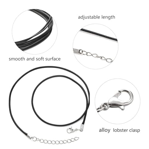 100 Pcs Waxed Necklace Cord with Clasp Bulk Necklace String Bracelet Rope Cords for Jewelry Making Pendants DIY Supplies (Black, 18 Inches) - style: Black