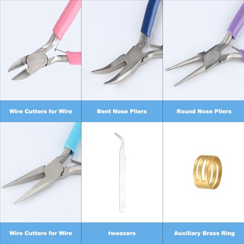 4 Pack Jewelry Making Pliers Tools Set, Jewelry Making Needle Nose Chain Nose Round Bent Pliers Wire Cutter for Bracelet Beading DIY Craft Jewelry Making Supplies - style: 4pcs-Mixed Color