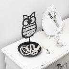 NIKKY HOME Earring Holder Hanging Organizer Stand Metal Jewelry Tree Table Top Owl Ear Stud Holder Tower Rack with Ring Tray for Girls (134 Holes), Black - color: Black