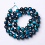 Blue Tiger Eye Gemstone Loose Beads Natural Round Loose Stone Beads for Jewelry Making DIY Bracelet Necklace Earrings 6mm 61-63pcs 1 Strand 15" (Blue Tiger Eye, 6mm) - color: Blue Tiger eye, size: 6mm