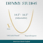 Dremmy Studios Dainty Gold Choker Necklace for Women 14K Gold Plated Coin Disc Figaro Layered Beaded Flat Mariner Sideways Cross Wishbone Link Clavicle Necklaces - style: 4.0mm Heart Chain