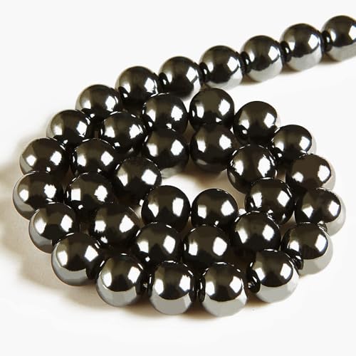 150pcs 8mm Black Hematite Beads Natural Gemstone Beads Round Loose Beads for Jewelry Making - color: Black Hematite, size: 8mm
