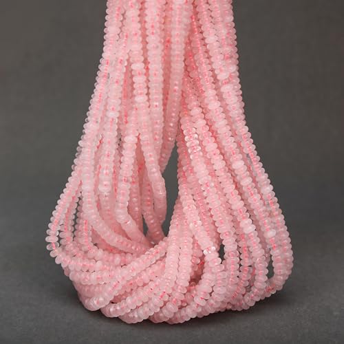 2 Strands (300PCs) Natural Pink Quartz Rondelle Beads, 2 * 4mm Gemstone Loose Spacer Abacus Disk Beads for DIY Bracelet Necklace Earrings Jewelry Making, Craft Supplies Beading Kit - color: Pink Quartz, size: 2*4MM