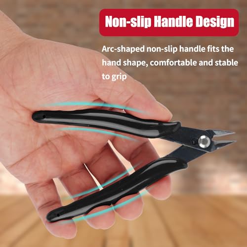 5 Pack Micro Wire Cutters, 5 Inches Flush Cutters Pliers, Diagonal Side Cutters Nippers, Zip Tie Sprue Cutter for Electronics, Plastic Models, Jewelry (Black) - color: Black