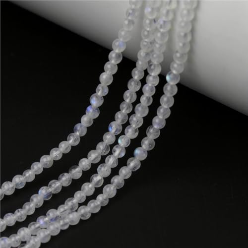 MJDCB 225pcs Natural Small Stone Beads 3mm Blue Moonstone Round Smooth Loose Gemstone Bead for Jewelry Making Bracelets Earrings Necklaces Accessories - color: Blue Moonstone