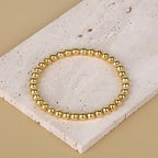 QOGIR 14k gold Handmade Healing Bracelet, Natural Gem Stone Crystal Elastic Gold Bracelet - color: 14k Gold Plated Beads, size: 6m