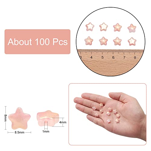 UR URLIFEHALL 100 Pcs Pink Imitation Jade Glass Star Beads with Glitter Powder Glass Beads for Earring Bracelet Necklace Jewelry DIY Making - color: 100pcs-8x8.5x4mm-pink imitation jade glass star
