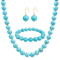 Gemstone Beaded Necklace for Women, Trendy 18K Gold Plated Hematite Natural Stone Bead Choker, Boho Handmade Summer Beach Necklaces for Women Everyday Western Jewelry Gifts - color: 03-Turquoise