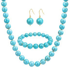 Gemstone Beaded Necklace for Women, Trendy 18K Gold Plated Hematite Natural Stone Bead Choker, Boho Handmade Summer Beach Necklaces for Women Everyday Western Jewelry Gifts - color: 03-Turquoise