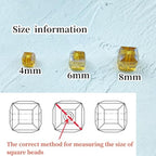 Crystal Glass Beads 100 Pieces 6mm Cube Crystal Glass Beads Faceted Square Shape Spacer Beads for Jewelry Making Bracelet Earring Necklace DIY Craft Making Supplies(Amber AB) - color: Amber AB, size: 6mm