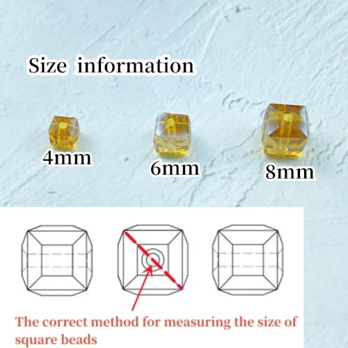 Crystal Glass Beads 100 Pieces 8mm Cube Crystal Glass Beads Faceted Square Shape Spacer Beads for Jewelry Making Bracelet Earring Necklace DIY Craft Making Supplies(Amber AB) - color: Amber AB, size: 8mm