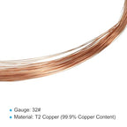 PATIKIL 33 Feet Solid Bare Copper Wire, 32 Gauge 99.9% Pure Copper Wire 0.2mm Soft Beading Wire Metal Plant Stem Ties for Jewelry Craft (10m) - size: 0.2mmx10m