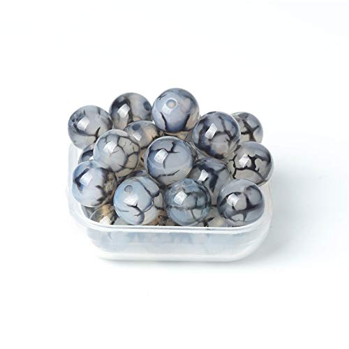 100Pcs Natural Stone 6mm Black Dragon Vein Agate Round Loose Gemstone Energy Healing Beads Hole Size 1mm DIY Smooth Beads for Bracelet Necklace Earrings Jewelry Making - color: Black Dragon Vein Agate, size: 6mm